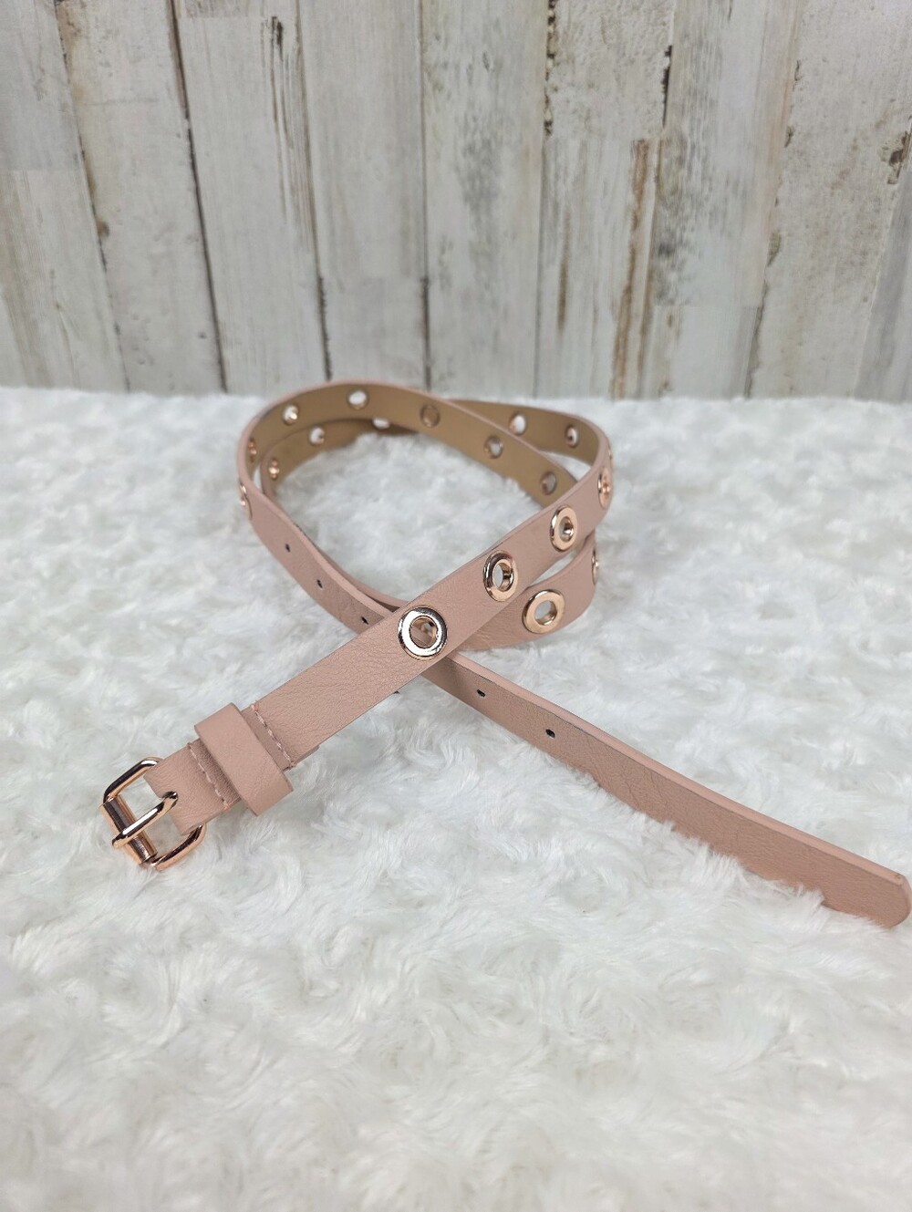 Women's Pink Grommet Detail Leather Belt